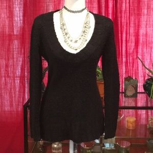 Energie Black Fuzzy Sweater Size Medium